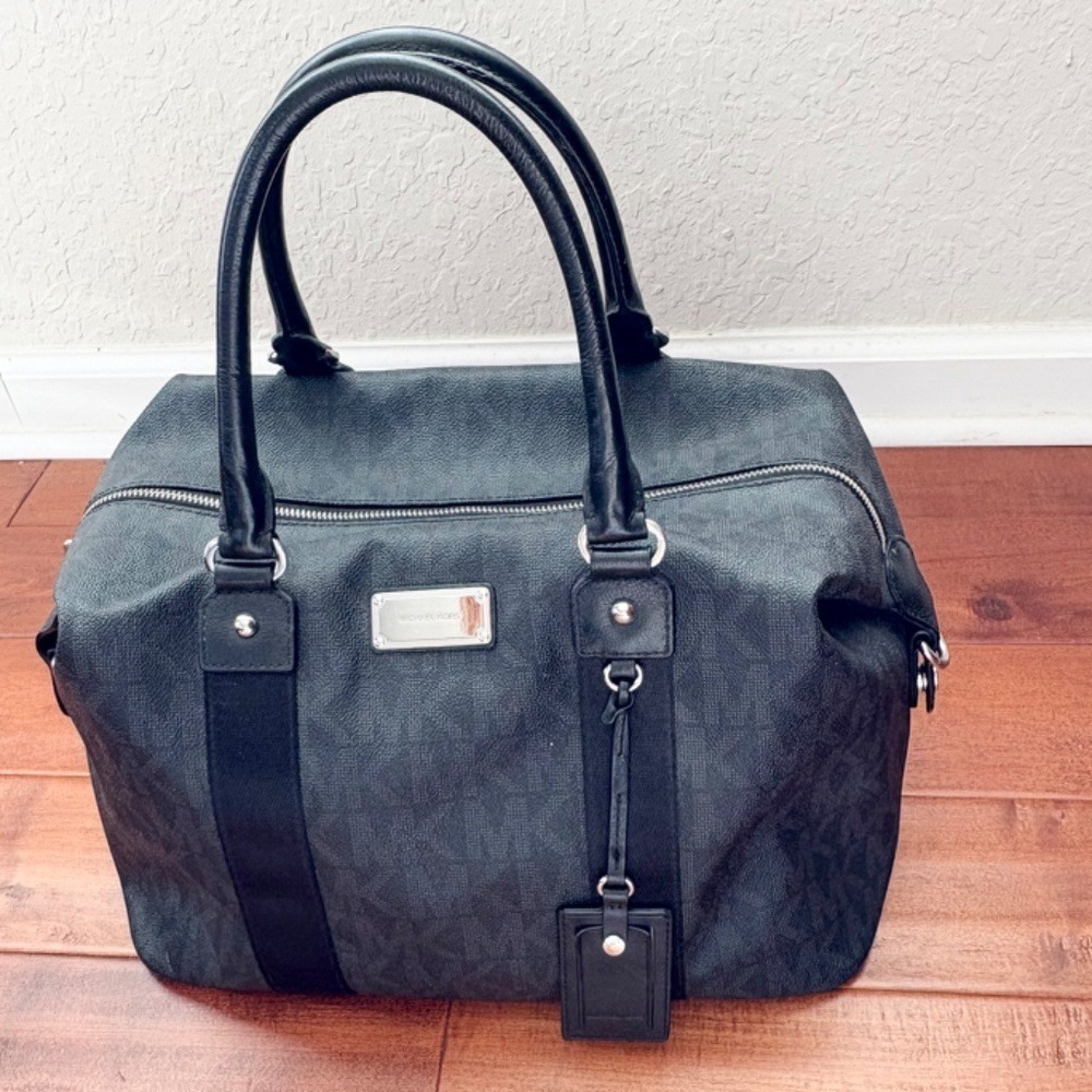 Michael Kors Duffle Bag Monogram Logo Travel, Womens Large Black